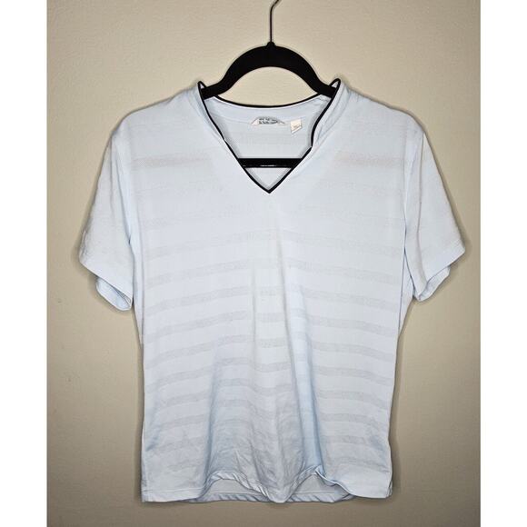 Lady Hagen Women's XL Extra Large V neck Empower Neck Trim SS Polo Calm Blue - Picture 1 of 5